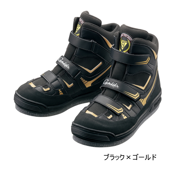 画像1: （25年10月新商品） がまかつ フェルトスパイクシューズ（パワータイプ） GM-4514 ブラック×ゴールド SSサイズ