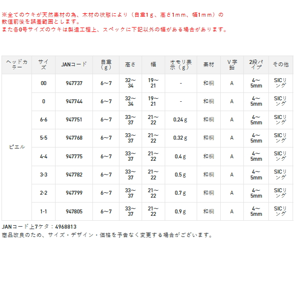画像: サンライン 松田ウキ 松山 ピエルスペシャル ピエル 2-2 （小型商品）