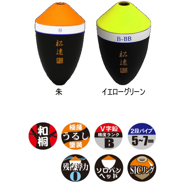 画像2: サンライン 松田ウキ 松遠 イエローグリーン B-B （小型商品）