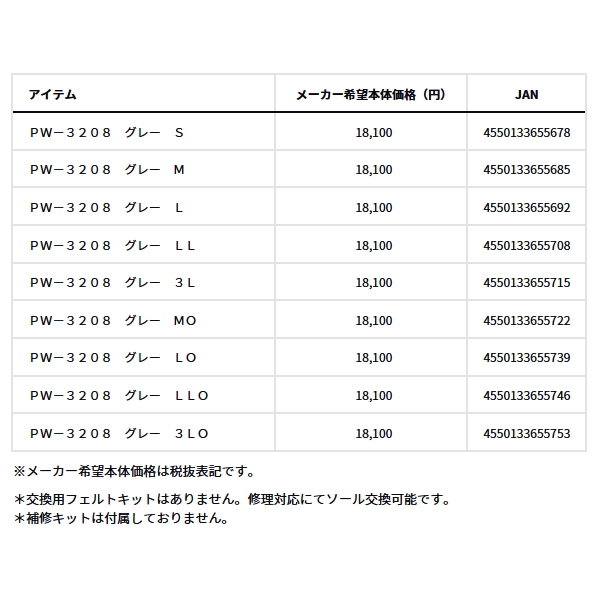 画像: （25年12月新商品） ダイワ パワーウェーダー（フェルトソール） PW-3208 グレー LLサイズ