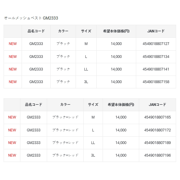 画像: （25年3月新商品） がまかつ オールメッシュベスト GM-2333 ブラック×レッド Lサイズ （3月発売予定／ご予約受付中）