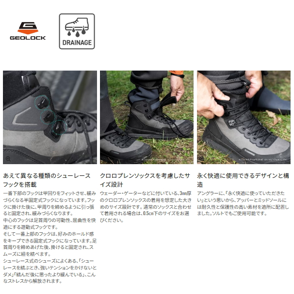 画像2: （26年1月新商品） シマノ ジオロック ウェーディングシューズ 羊毛ピンフェルト FS-288Z ダークグレー 28.0cm （1月発売予定／ご予約受付中）