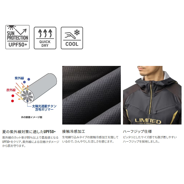 画像2: （26年3月新商品） シマノ リミテッド プロ ハーフジップフーディ SH-124Y リミテッドブルー 3XLサイズ （3月発売予定／ご予約受付中）