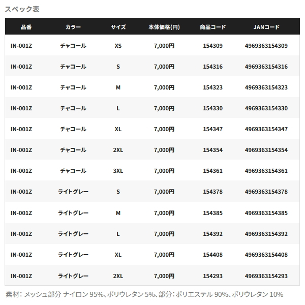 画像: （26年3月新商品） シマノ ハイブリッドインナー タイツ IN-001Z チャコール Mサイズ （3月発売予定／ご予約受付中）
