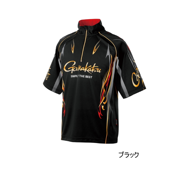 画像1: （26年4月新商品） がまかつ 2WAYプリントジップシャツ（半袖） GM-3815 ブラック LLサイズ （4月発売予定／ご予約受付中）