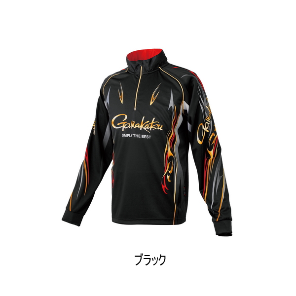 画像1: （26年4月新商品） がまかつ 2WAYプリントジップシャツ（長袖） GM-3814 ブラック Mサイズ （4月発売予定／ご予約受付中）
