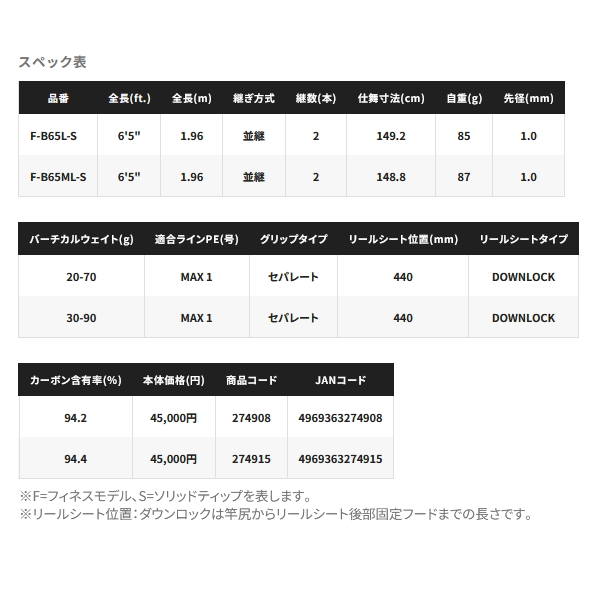 画像: （26年2月新商品） シマノ 26 炎月 XR フィネスモデル F-B65ML-S （仕舞寸法 148.8cm） （保証書付き） （2月発売予定／ご予約受付中） （大型1・代引と離島不可）