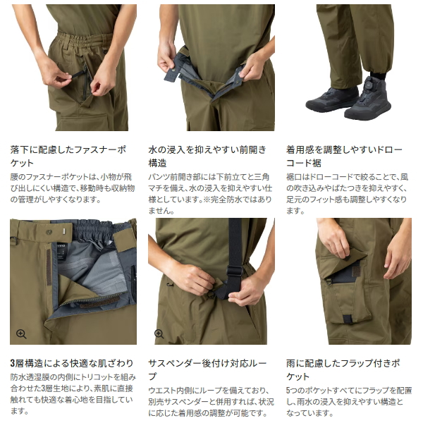 画像3: （26年3月新商品） シマノ ESレインパンツ 03 RA-024Z カーキ 2XLサイズ （3月発売予定／ご予約受付中）