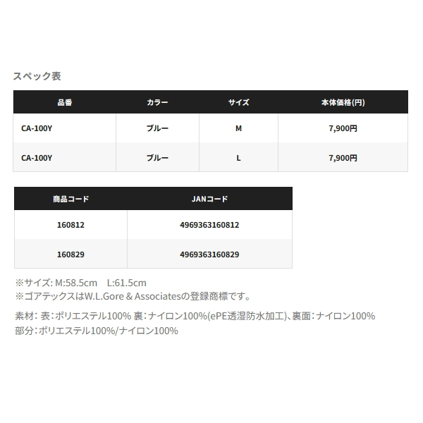 画像: （26年3月新商品） シマノ リミテッド プロ ゴアテックス レインキャップ CA-100Y ブルー Lサイズ （3月発売予定／ご予約受付中）