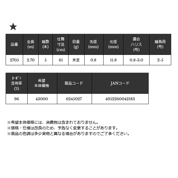 画像: （26年7月新商品） 宇崎日新 インヴィクタ ヘチ ランガン モバイル 2705 （仕舞寸法 61cm） （保証書付き） （7月発売予定／ご予約受付中）