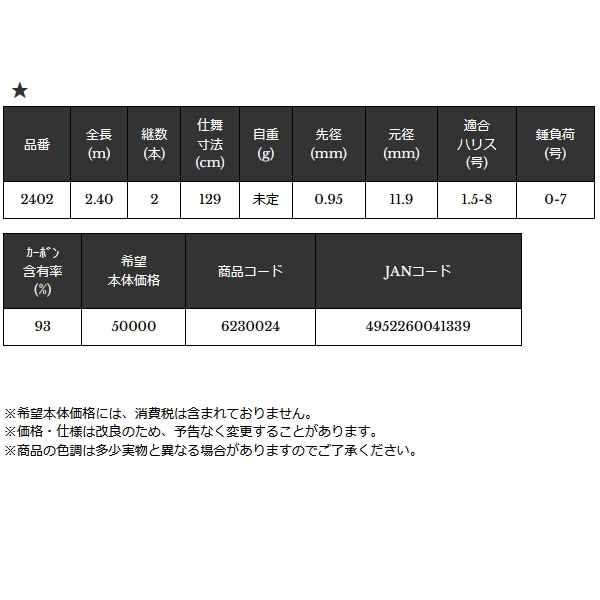 画像: （26年5月新商品） 宇崎日新 ゼロサム 鬼彩 真打 モンスタースナイパー 2402 （仕舞寸法 129cm） （保証書付き） （5月発売予定／ご予約受付中）