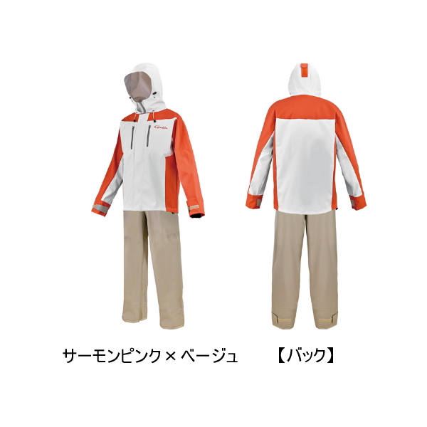 画像1: （26年4月新商品） がまかつ PVCレインスーツ GM-3818 サーモンピンク×ベージュ Sサイズ （4月発売予定／ご予約受付中）