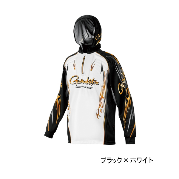 画像1: （26年4月新商品） がまかつ 2WAYプリントジップシャツフーディ GM-3816 ブラック×ホワイト 3Lサイズ （4月発売予定／ご予約受付中）