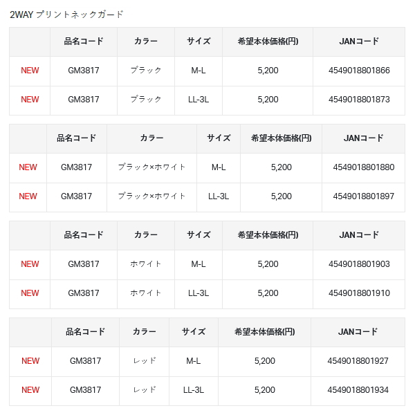 画像: （26年3月新商品） がまかつ 2WAYプリントネックガード GM-3817 ホワイト LL-3Lサイズ
