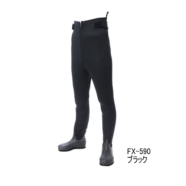 画像1: 阪神素地 国産スリムウェーダー（中割） FX-590 ブラック 3LXサイズ