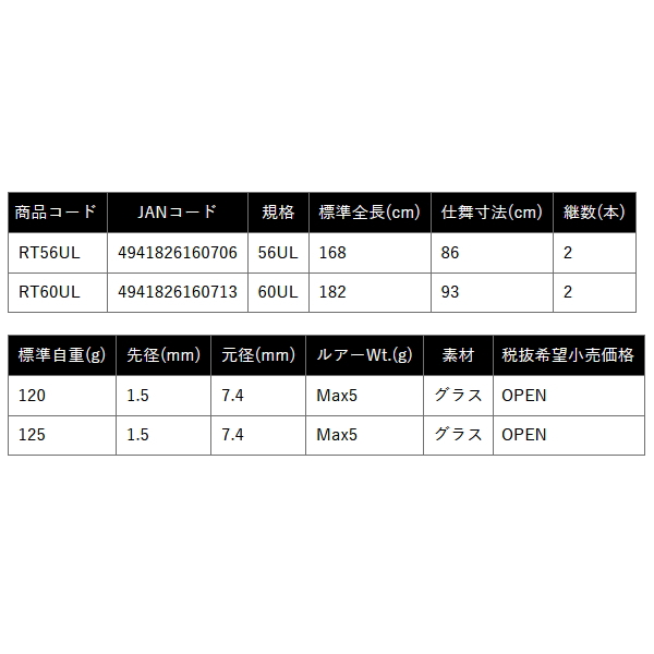 画像: （26年2月新商品） OGK レインボートラウト RT56UL （仕舞寸法 86cm）