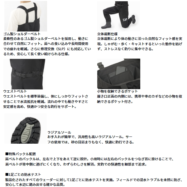 画像3: （26年3月新商品） ダイワ パワーウェーダー（ラジアル） PW-4308 ブラック LLサイズ