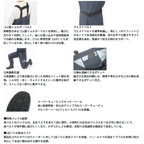 画像3: （26年2月新商品） ダイワ ブレスウェーダー（フェルトスパイク） BW-4551 ブラック Lサイズ