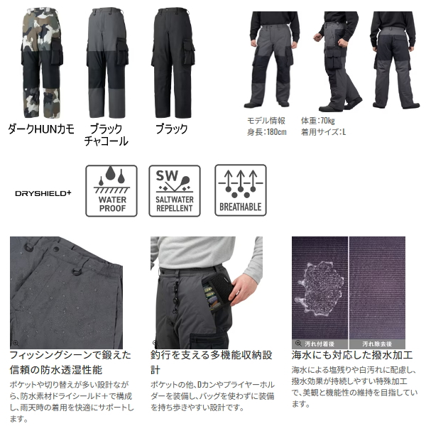 画像2: （26年9月新商品） シマノ ES インサレーションパンツ 03 RB-035Z ブラックチャコール Lサイズ （9月発売予定／ご予約受付中）