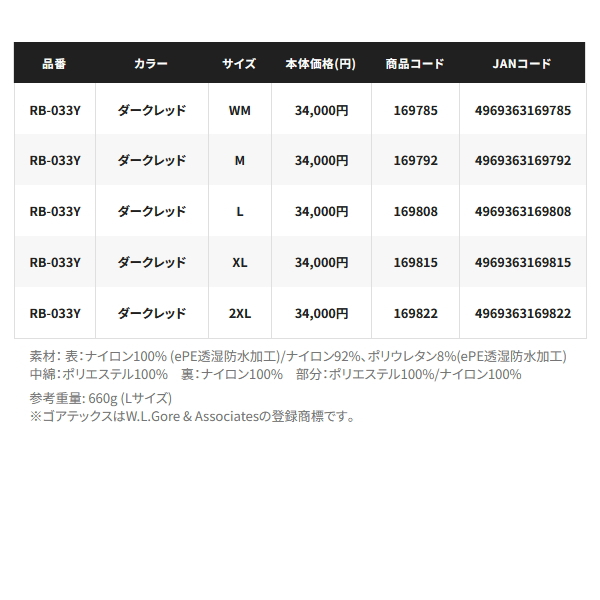 画像: （26年9月新商品） シマノ ゴアテックス インサレーション パンツ 05 RB-033Y ダークレッド Lサイズ （9月発売予定／ご予約受付中）