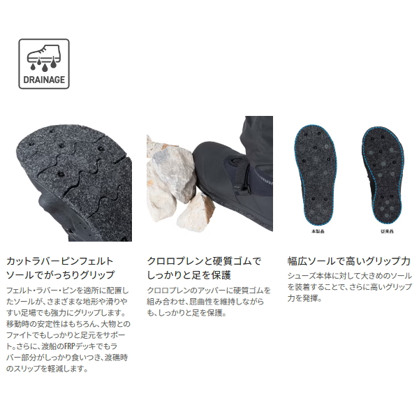 画像2: （26年9月新商品） シマノ ロックウェーディングブーツ カットラバーピンフェルト FS-67YZ ブラック XLサイズ （9月発売予定／ご予約受付中）