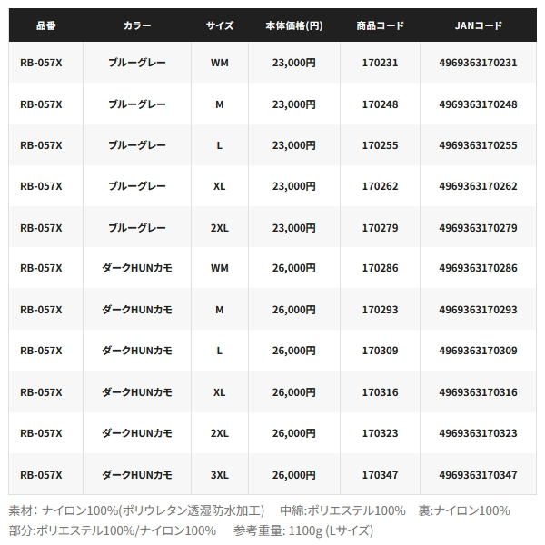 画像: （26年9月新商品） シマノ ベーシックインサレーション レインスーツ 01 RB-057X リアルブラック Lサイズ （9月発売予定／ご予約受付中）