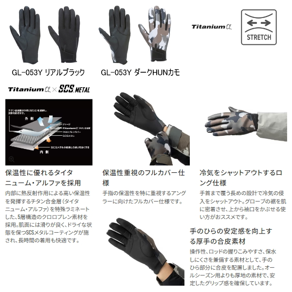 画像2: （26年10月新商品） シマノ 03 タイタニューム・アルファ グローブ フルカバー GL-053Y リアルブラック 2XLサイズ （10月発売予定／ご予約受付中）