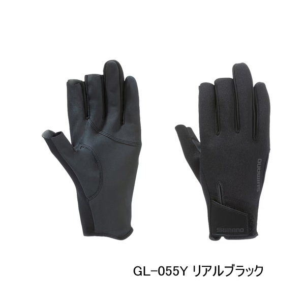 画像1: （26年10月新商品） シマノ 03 タイタニューム・アルファ グローブ 3 セミロング GL-055Y リアルブラック 2XLサイズ （10月発売予定／ご予約受付中）