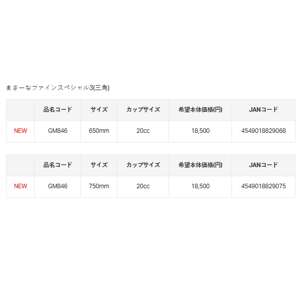 画像: （26年12月新商品） がまかつ まきーなファインスペシャル3（三角） GM-846 650mm 20cc （12月発売予定／ご予約受付中）
