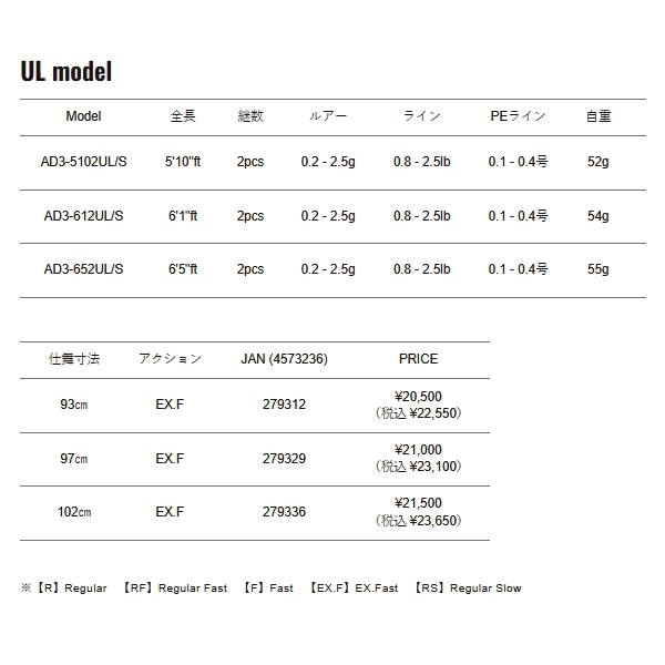 画像: （26年8月新商品） メジャークラフト 鯵道 3G アジング AD3-652UL／S （仕舞寸法 102cm） （保証書付き） （8月発売予定／ご予約受付中）