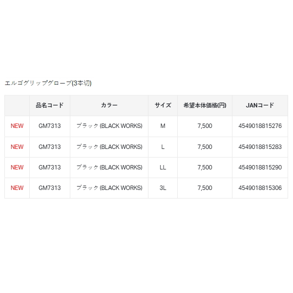 画像: （26年10月新商品） がまかつ エルゴグリップグローブ（3本切） GM-7313 ブラック（ブラックワークス） Mサイズ （10月発売予定／ご予約受付中）