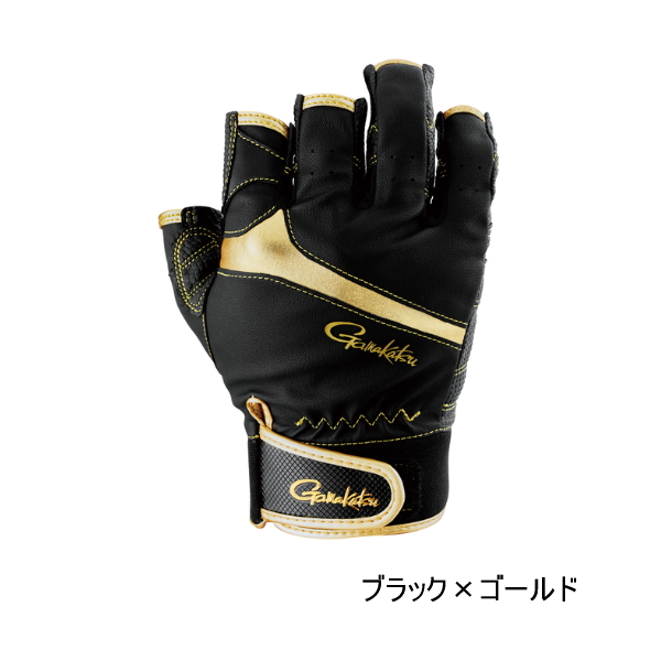 画像1: （26年10月新商品） がまかつ エルゴグリップグローブ（5本切） GM-7314 ブラック×ゴールド LLサイズ （10月発売予定／ご予約受付中）