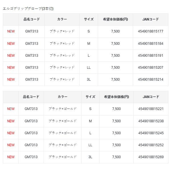 画像: （26年10月新商品） がまかつ エルゴグリップグローブ（3本切） GM-7313 ブラック×レッド 3Lサイズ （10月発売予定／ご予約受付中）