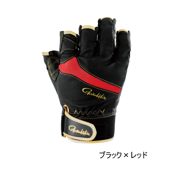 画像1: （26年10月新商品） がまかつ エルゴグリップグローブ（5本切） GM-7314 ブラック×レッド Sサイズ （10月発売予定／ご予約受付中）