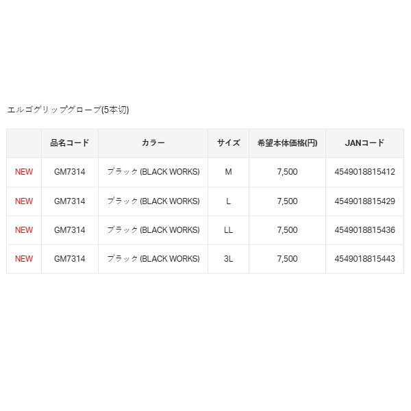 画像: （26年10月新商品） がまかつ エルゴグリップグローブ（5本切） GM-7314 ブラック（ブラックワークス） LLサイズ （10月発売予定／ご予約受付中）