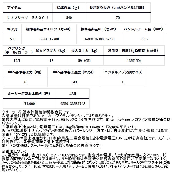 画像: （26年7月新商品） ダイワ レオブリッツ S300J （小型商品）