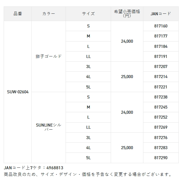 画像: （26年10月新商品） サンライン アクティブジャージスーツ SUW-02604 サンラインシルバー 3Lサイズ （10月発売予定／ご予約受付中）