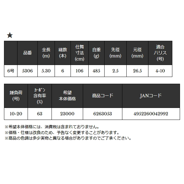 画像: （26年8月新商品） 宇崎日新 フリード アキアジ 5306 6号 5.30m （仕舞寸法 106cm） （保証書付き）